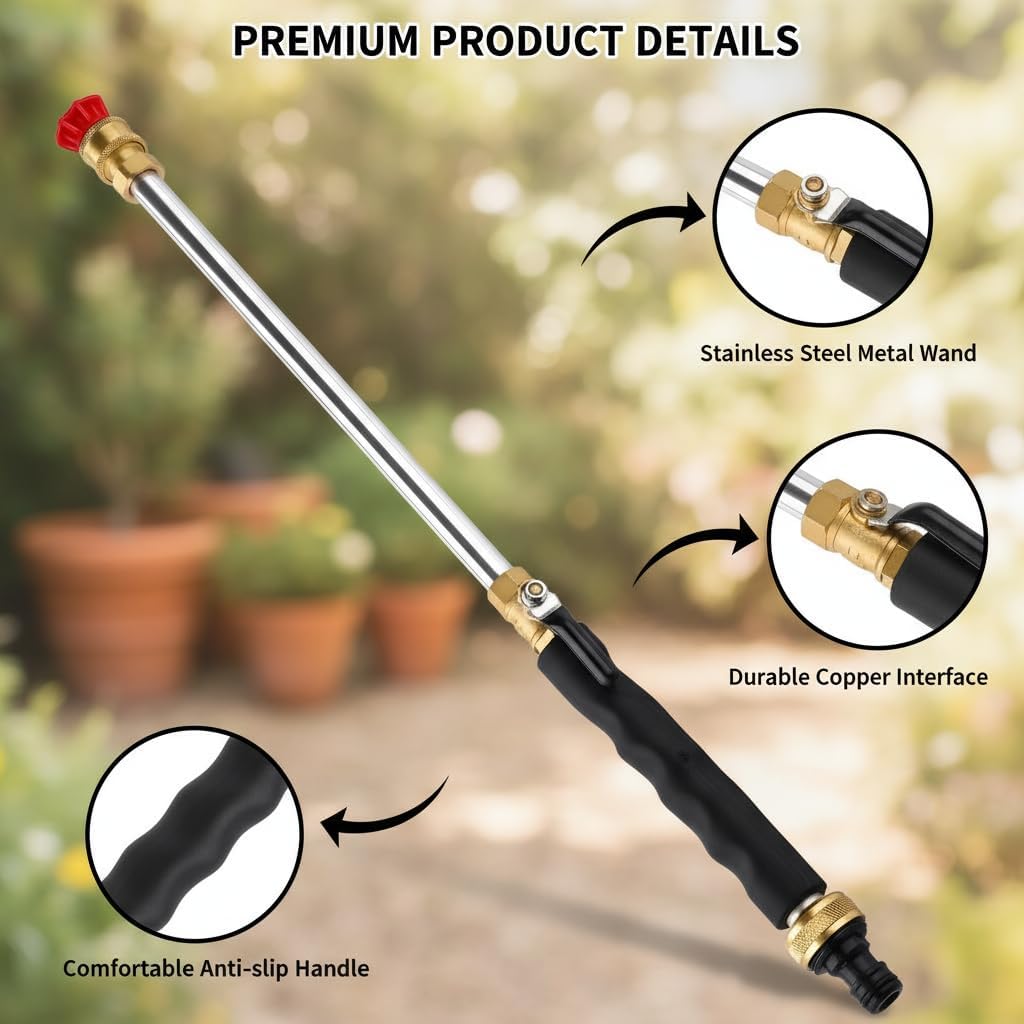 High Pressure Hose Nozzle, Heavy Duty Brass Garden Hose Includes 2 High-Pressure Nozzles and Quick Connectors - Leak Proof Adjustable Water Nozzlefor Outdoor Cleaning, Car Wash, Plants (grey) image 3