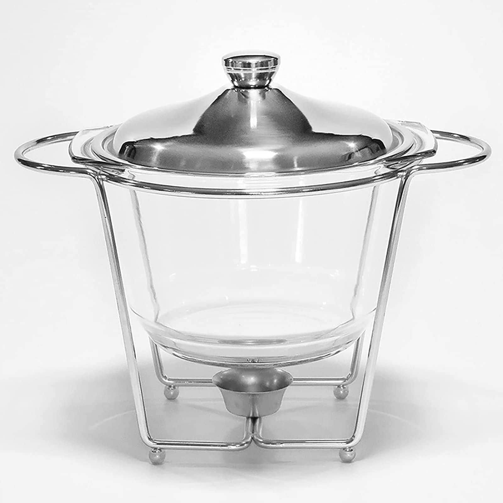 Chafing Dish, Chafer de tamaño completo de 4L, Juego de Chafer Dish de acero inoxidable con bandeja de vidrio para alimentos y soportes para combustible, para bufés, bodas y fiestas (Plateado)