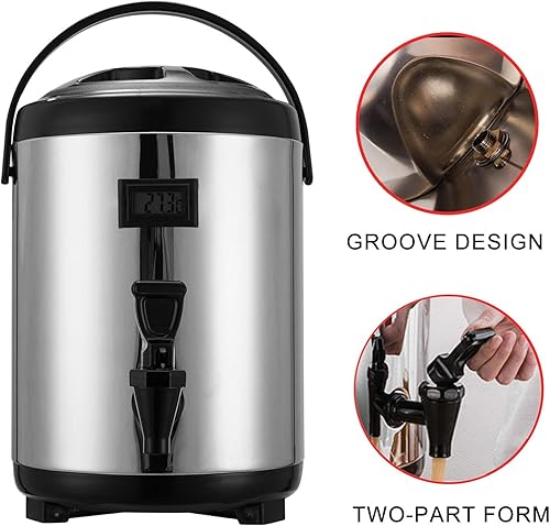 Miniatura 5 de Dispensador de agua aislado  Contenedor térmico de acero inoxidable de 12 litros con espita para cacao caliente  Dispensador grande de líquidos