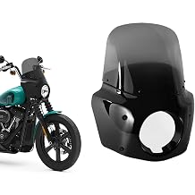 Motorcycle Fairing 5.75" Headlight Fairing with 13" Motorcycle Windshield 49mm Mounting Hardware for Harley Softail Street Bob FXBB FXBBS Standard FXST(Smoke)