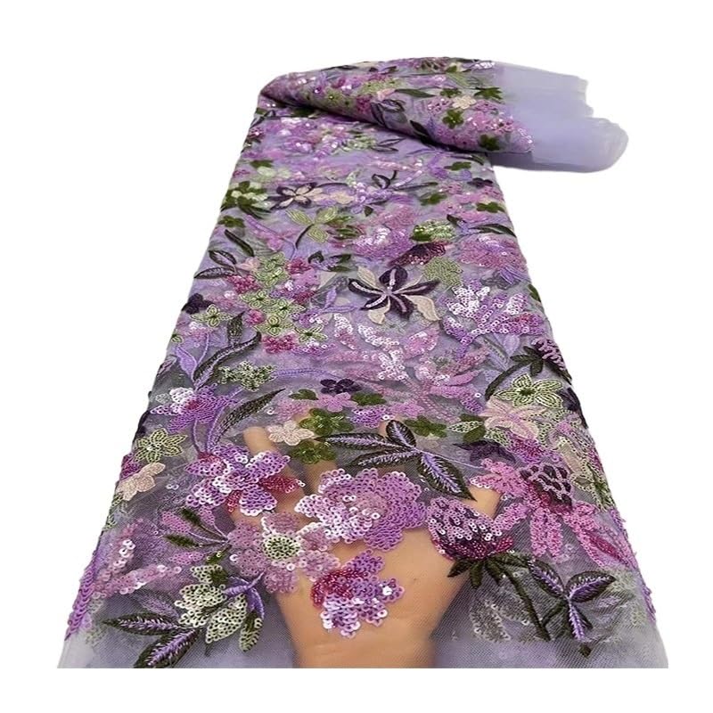 5 jardów 3D cekinowa koronkowa tkanina z koralikami haftowana siatka do sukni ślubnej formalna suknia DIY szycie
