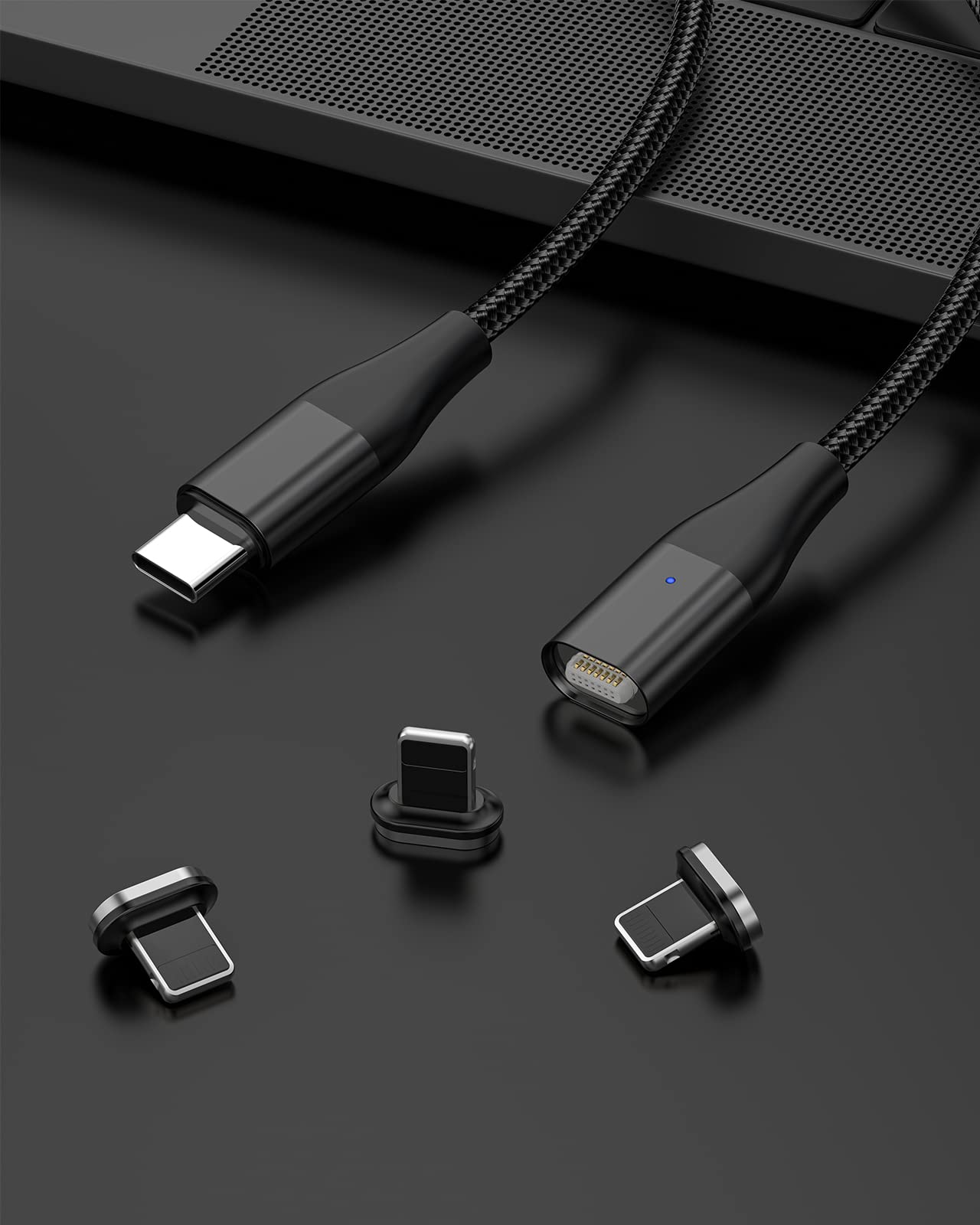 Cavo di ricarica magnetico 3 in 1, confezione da 2 pezzi, YKZ Multi Magnet USB per tipo C/MicroUSB e i-Product (1,0 m+2,0 m