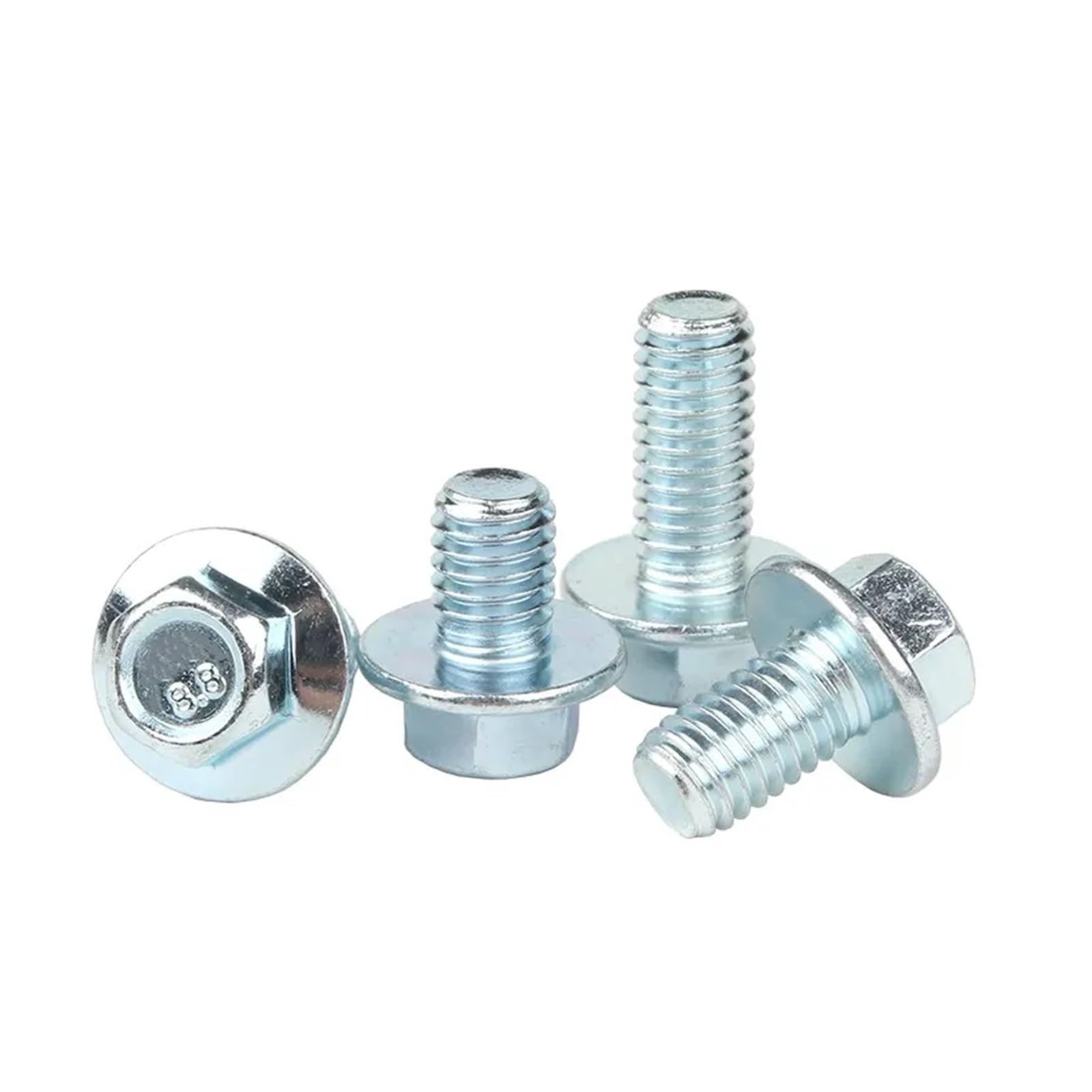 WGX123 Boulons à embase hexagonale externe à filetage fin métrique M0 M12 Vis à embase hexagonale zinguées blanches de grade 8,8 Pas de 1,25(M12x1.25x25 5pcs)