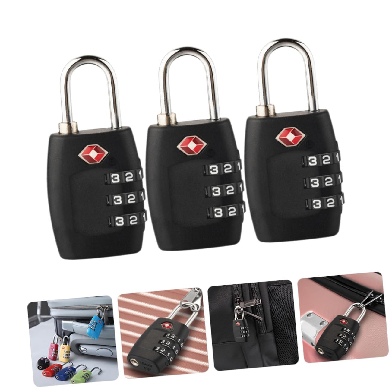 DOITOOL 3 Sätze Sicherheitsschloss Codeschloss Zahlenschloss Fall Kombinationsschloss Tragbar Schließfachschlösser Für Das Fitnessstudio Spind-schloss-kombination Stahl Black 3 Stück * 3