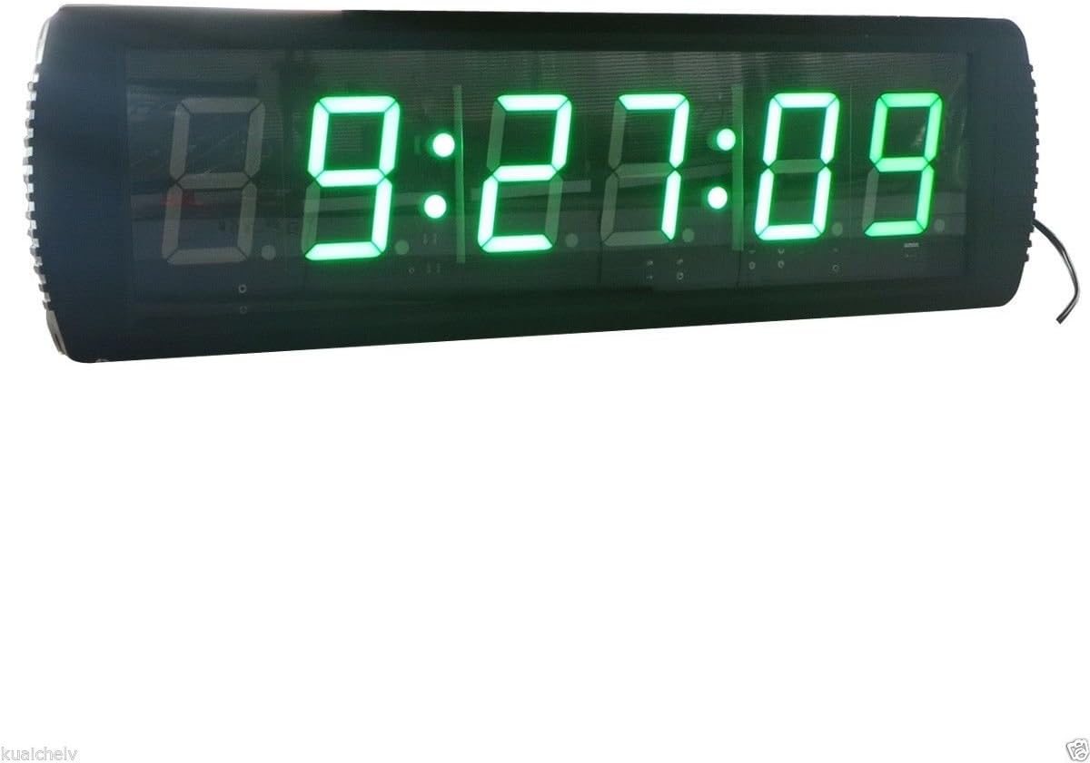 AZOOU 3" LED Wall Clock 6 Digit Digital Timer w/Countdown/up Function Green Color