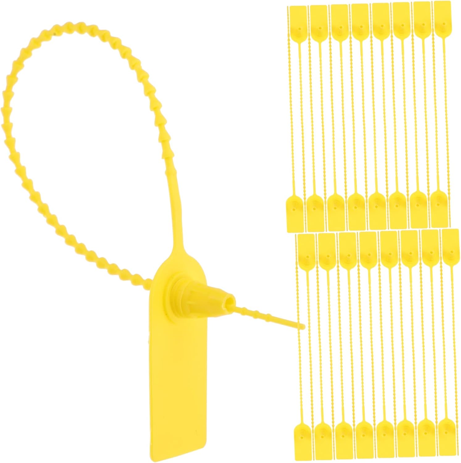 ORFOFE 100pcs Tamper Seals Zip Tie Labels Self-locking Tags for Secure Shipping Fire and More Yellow