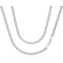 925 Sterling Silver Cuban Link Chain for Men Women 3MM 4MM 5MM Miami Curb Cuban Necklace 18, 20, 22, 24, 26 Inches