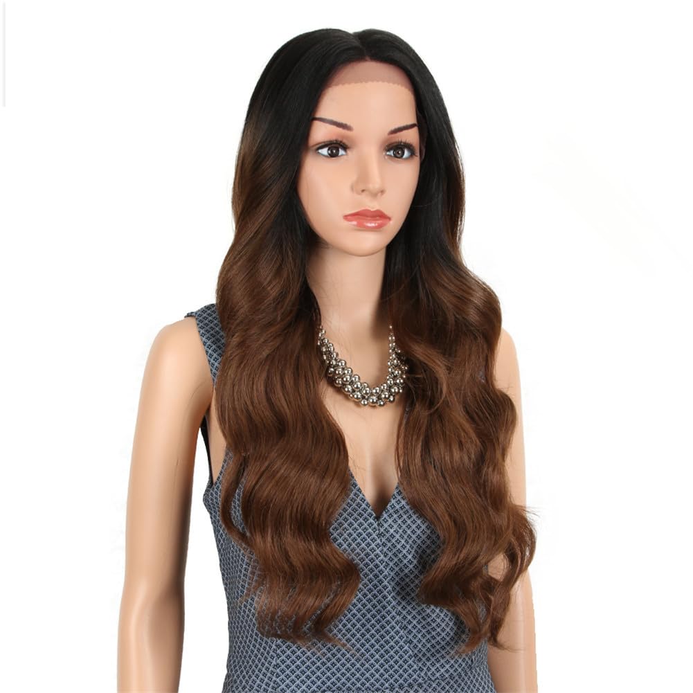 Youllyuu 13X4 Synthetic Lace Front Wig 28 Inch Ombre Blonde Long Wavy Wigs Ombre Lace Front Wig For Women RT4-86D 130%#Lace Medium Part Wig#28inches