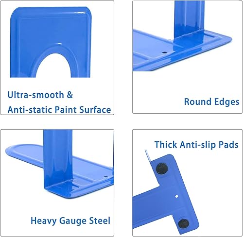 Miniatura 3 de Extremos metálicos para libros de oficina y hogar, estante decorativo para el hogar, extremos de libro para libros pesados, películasCD, color azul,