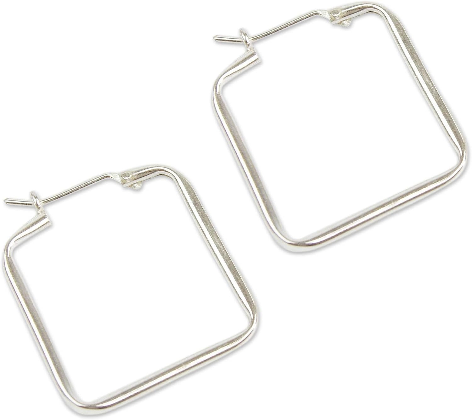 NOVICA Artisan Handmade Hoop Earrings Squared Modern from Peru No Stone Geometric