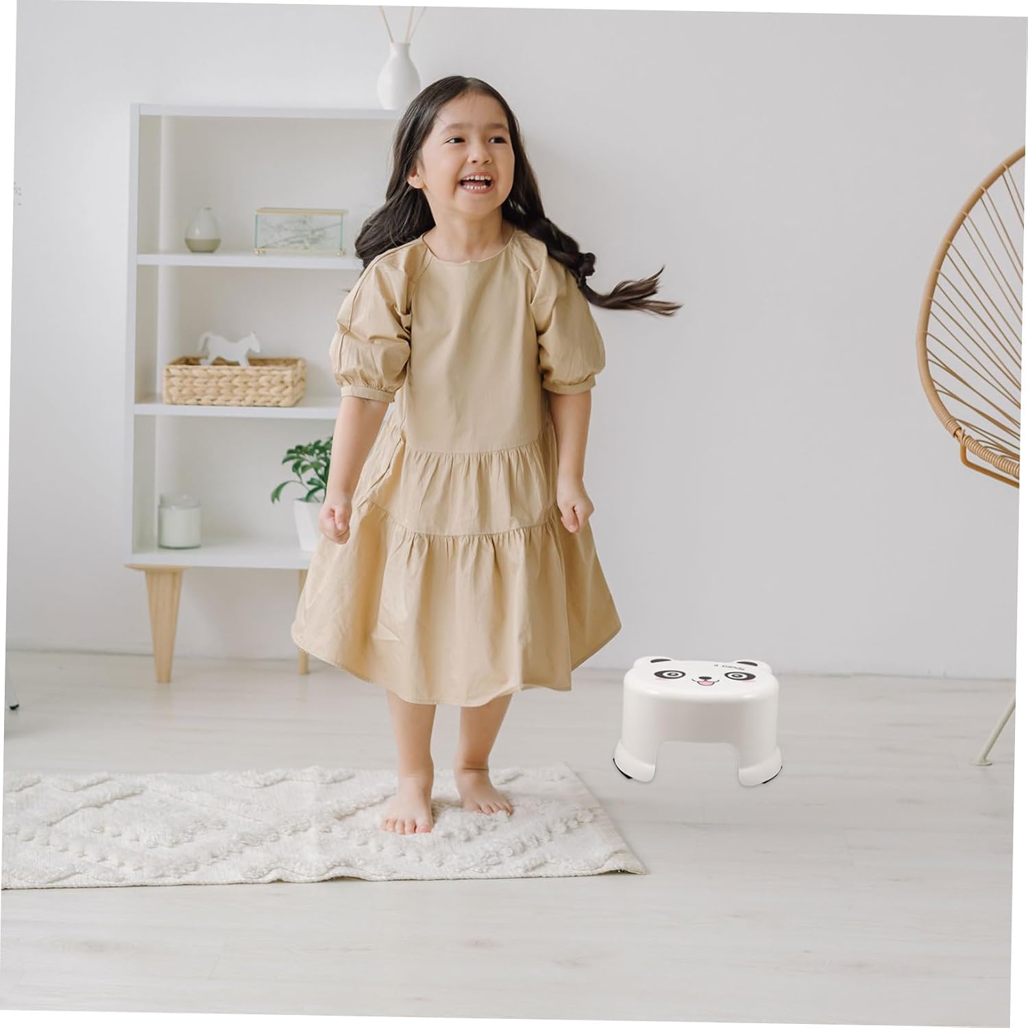 SOLUSTRE Thickened Cartoon Step Stool for Bathroom with Non Slip Base Multipurpose Potty Training and Shower Footstool Lightweight Portable Footrest for Kitchen and Entrance