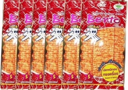 BENTO Squid Seafood Thai Snack Delicious Sweet & Spicy Flavor Halal 50pcs x 20g