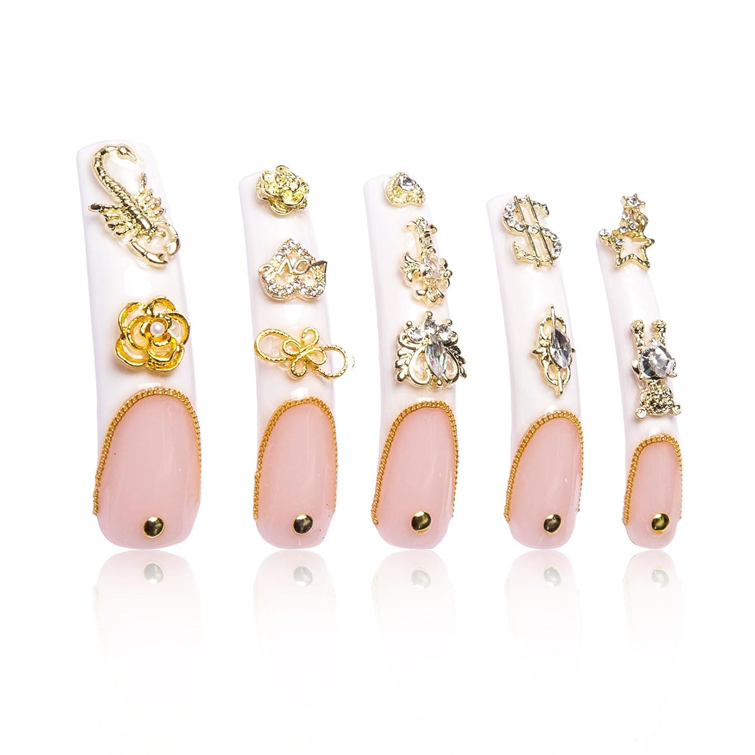 LOVFUL Press on Nails Chicago | Handmade with Full Covered Crystals | Reusable Fake Nails | Curve Long 2.2 in | H189-S