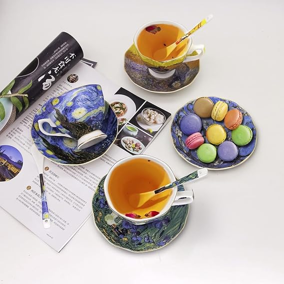 Bone China Cup &Saucer Set, 7oz- Van Gogh's Paintings (Starry Night)