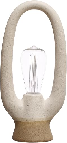 Miniatura 2 de Bloomingville Luz LED de gres de 12,5 pulgadas con esmalte reactivo para el hogar y la oficina, color blanco