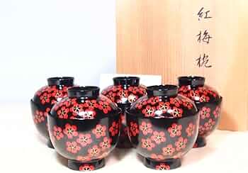 Amazon.co.jp: 京都 平安象彦 紅梅椀 5客 梅蒔絵 小吸物椀汁椀肝吸 Amazon.co.jp: 京都 平安象彦 紅梅椀 5客 梅蒔絵 小吸物椀汁椀肝吸