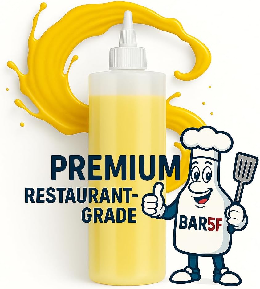 Bar5F 16 oz Condiment Squeeze Bottles (6-Pack) — Leak-Proof Twist-Top Dispensers, BPA-Free HDPE, Multi-Use for Ketchup, Dressings, Sauces & Crafts, Non-Toxic - Made in USA