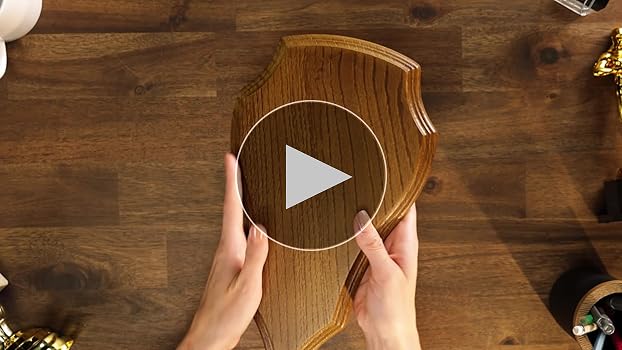 Stemma Per Trofeo Di Caccia Januel - Legno Di Quercia, Finitura Rovere Dorato, 30x18 Cm - Foto 2