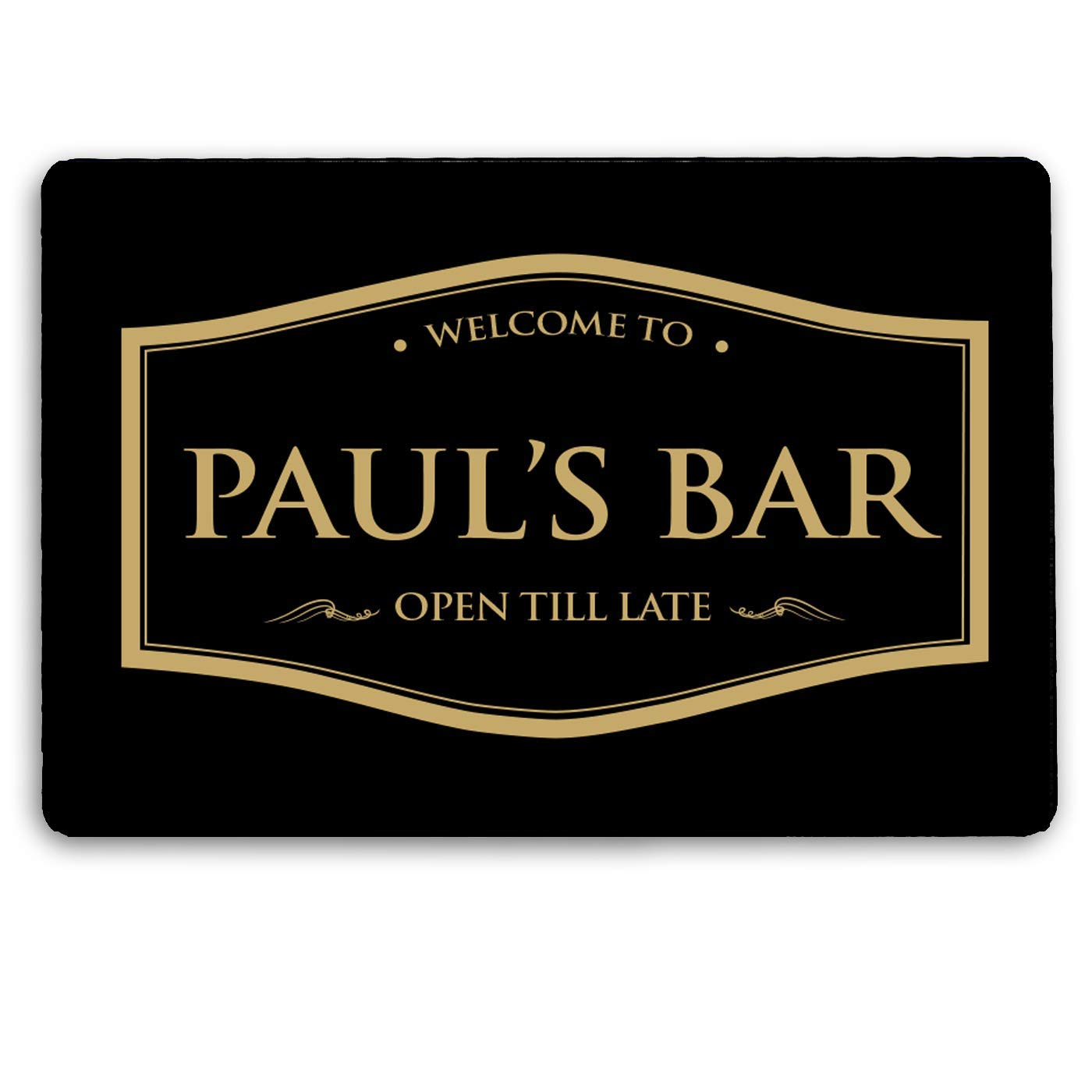 Personalised Bar Sign, Black gold metal A4 Printed pub inn sign