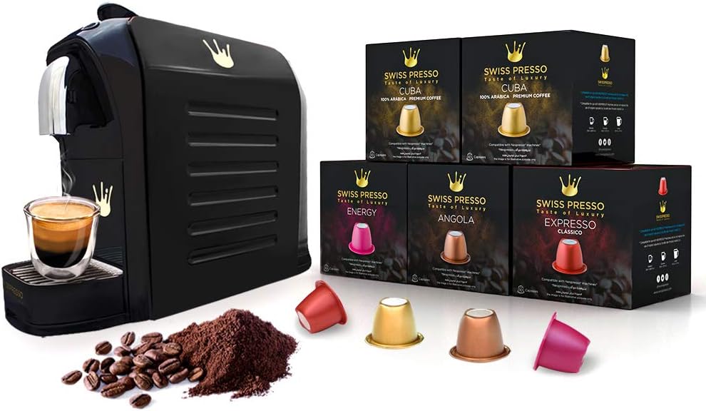 Espresso Coffee Machine with 50 Nespresso Compatible Capsules (Black)