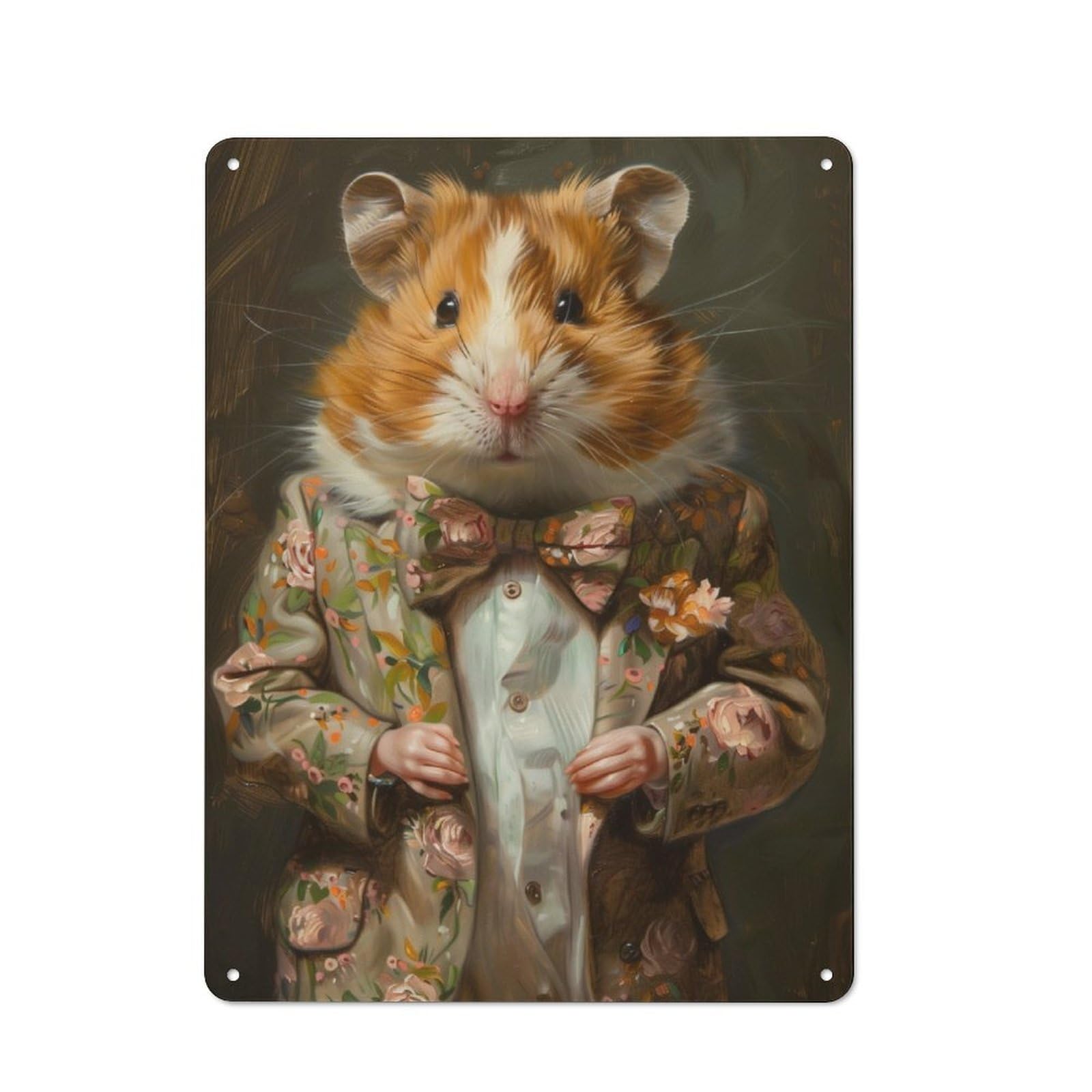 Junmoney Elegant Suit Cute Hamster Tin Sign 40X30cm For Workshop Wall, Rustic Wall Decor, Suited To Workshop Decor Fans