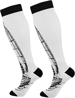 874 Sport Socks Catamaran Sailboat Monochrome Sketch Stylized Calf Socks Breathable Dress Crew Socks Funny Crew Socks For Running Travel Hiking 40cm