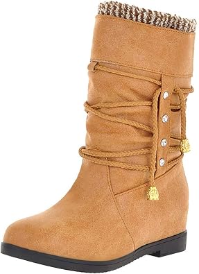 Tefamore Botas Altas Invierno Mujer Botas de Nieve Caña Ancha Zapatos Mujer  Cuña Planos Sintética Peluche Jinete Bajo Cómodos Peludas Calentitas  Amarillo 42 EU : Amazon.es: Zapatos y complementos