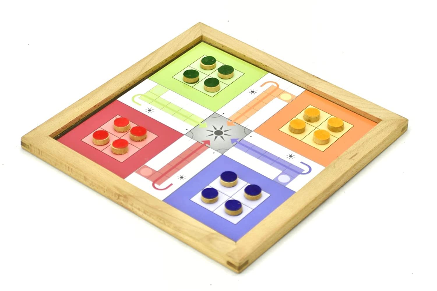 Buy Ludo Wooden Board Game Toy Play Family Fun with for Kids and Adults