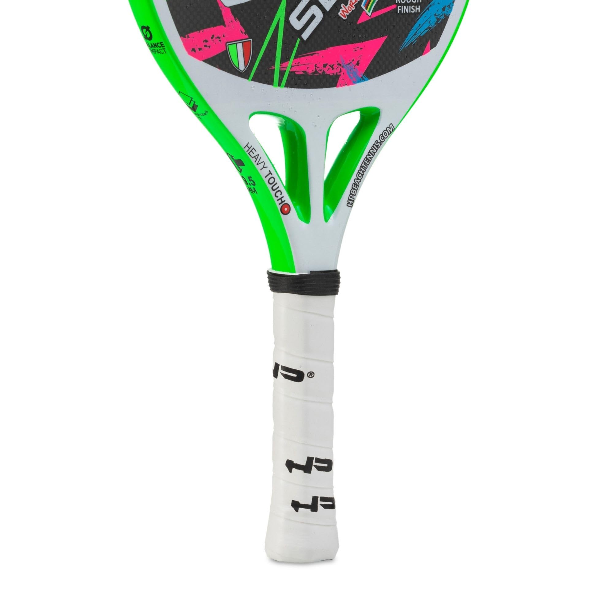 HP SBED, rakieta do tenisa plażowego, 100% węgla 3K, powierzchnia do leczenia Super Grip - Eva High Power - lekka i wyważona, profil 19,50 mm, w zestawie torba - rakieta mistrza świata