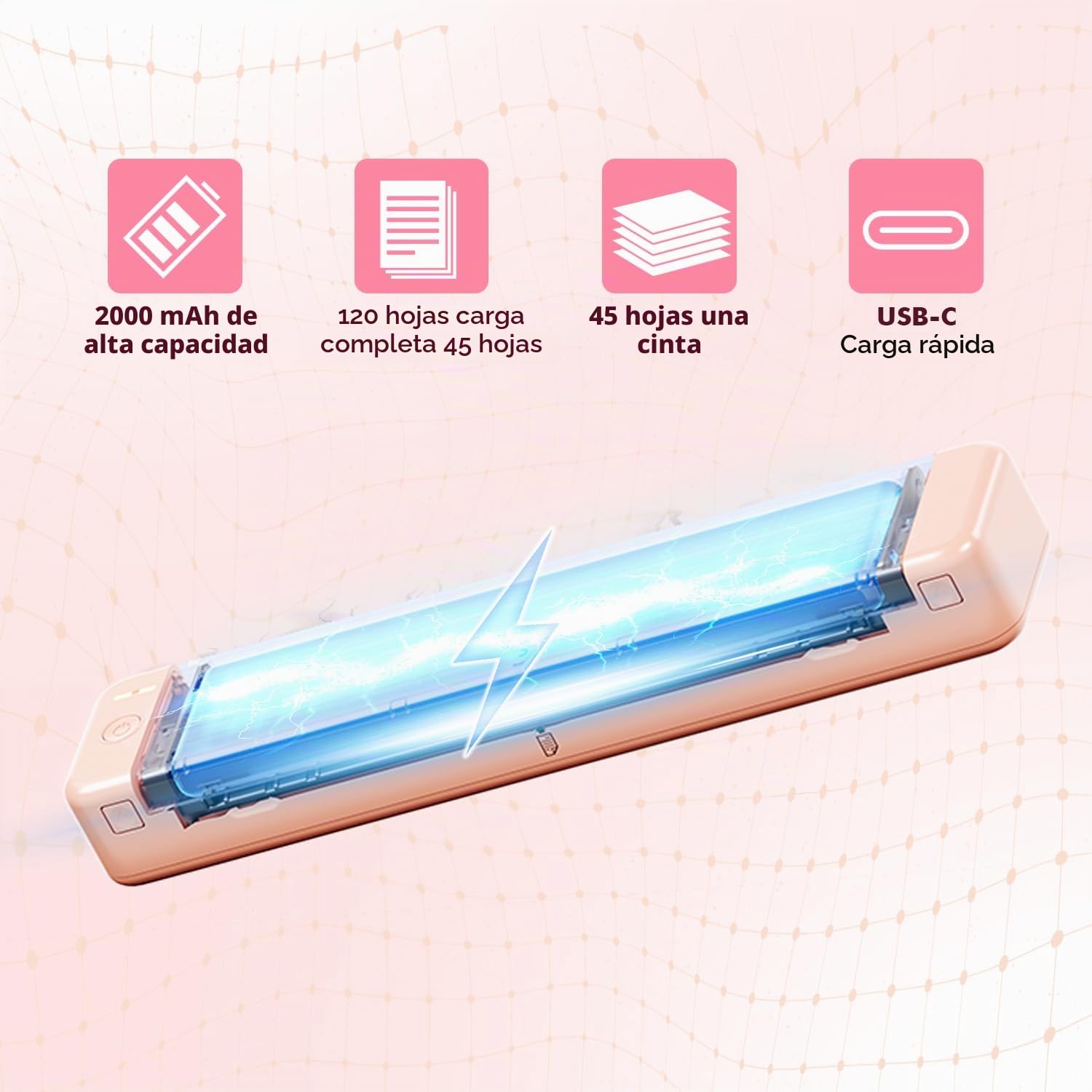 Impresora portátil Impresora Transferencia térmica inalámbrica, Impresora Bluetooth 300 dpi Pequeño móvil para Viajes, hogar, Oficina Viajes, Escuela, P831 Soporta Copia Regular Papel Cinta