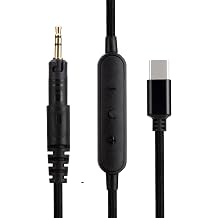 UNCLE LIGHT ATH-M40X M50X M70X Replacement USB C Audio Cable, Compatible with Audio Technica Headphones, Type-c to 2.5mm Male Stereo Jack Cord, 5 Ft 1.5 Meters, Inline Mic/Remote Control, Black