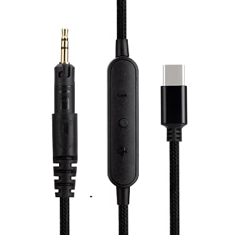 UNCLE LIGHT ATH-M40X M50X M70X Replacement USB C Audio Cable, Compatible with Audio Technica Headphones, Type-c to 2.5mm Male Stereo Jack Cord, 5 Ft 1.5 Meters, Inline Mic/Remote Control, Black