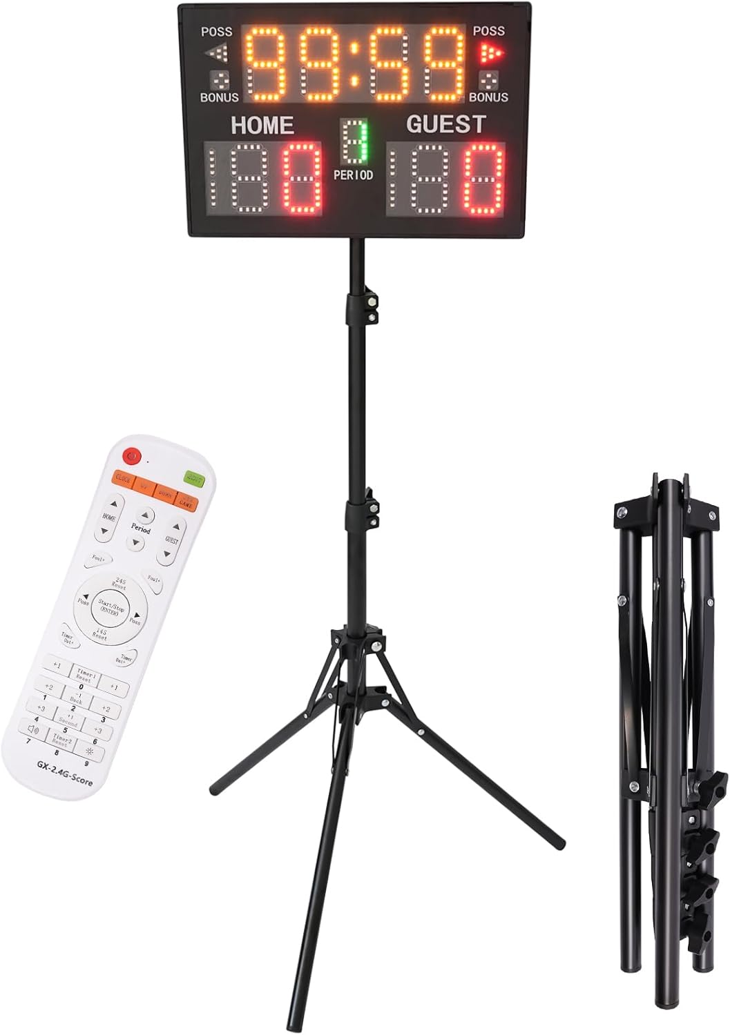 Led Electronic Scoreboard, Portable Digital Scoreboard with Remote and Tripod Basketball Scoreboard with Timer Clock for Baseball Tennis Soccer Games,etc
