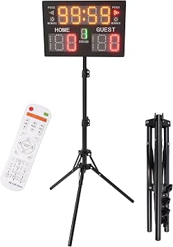 Led Electronic Scoreboard, Portable Digital Scoreboard with Remote and Tripod Basketball Scoreboard with Timer Clock for Baseball Tennis Soccer Games,etc