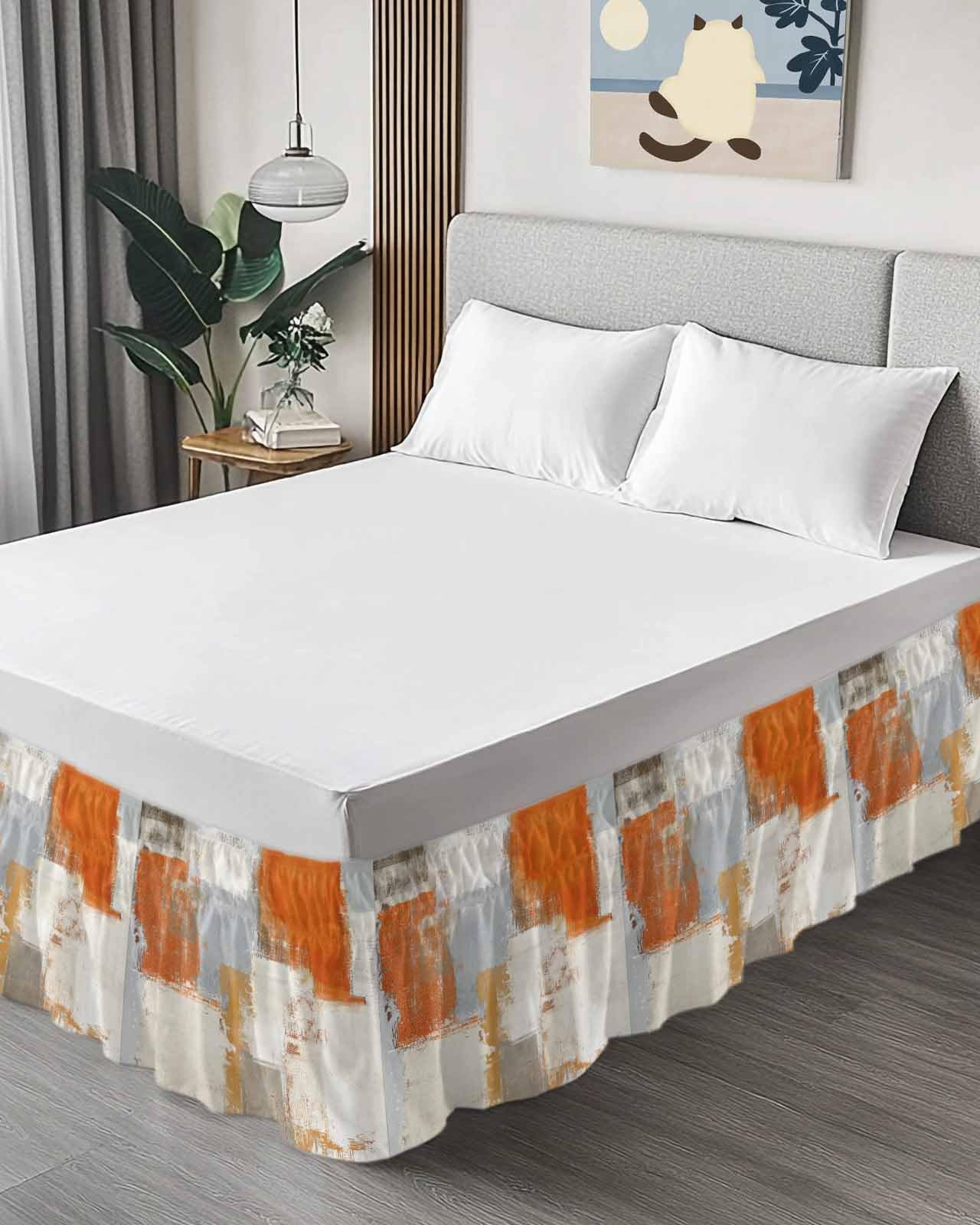 Queen Bedskirt 18 Inch Drop Orange Marble Bed Skirt Queen Size 18