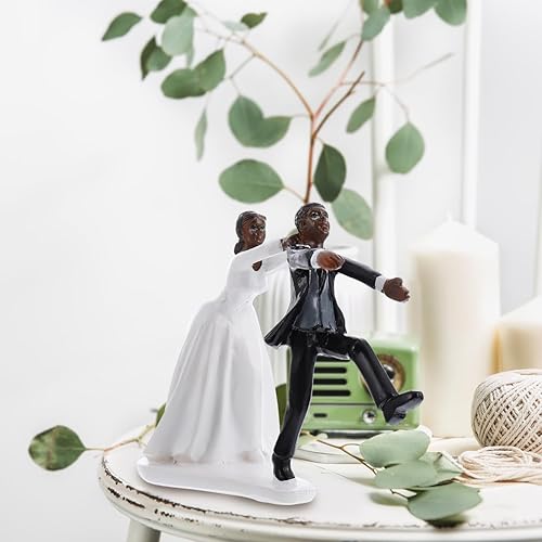 Miniatura 2 de Decoración creativa para pastel de boda para pareja negra, divertida decoración de resina para despedidas de soltera y celebraciones de compromiso