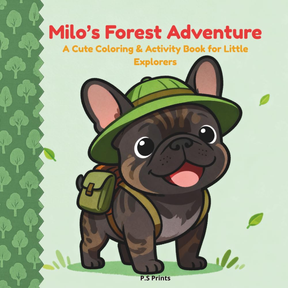 Milo's Forest Adventure: Cute and Fun Forest-Themed Coloring and Activities Book for Kids Featuring Milo the French Bulldog – Hidden Pictures, Counting Games, Animal Adventures & More for Family Fun.