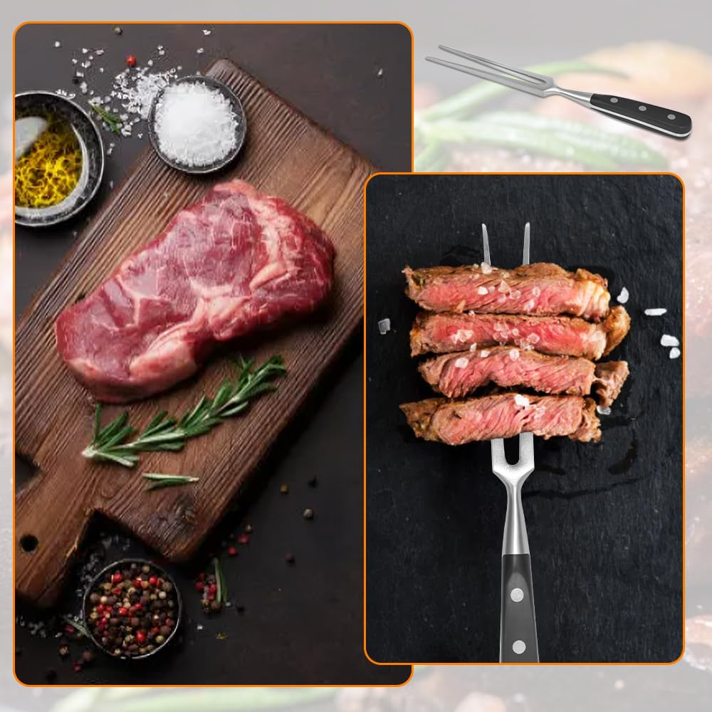 HEKOBAG Forchetta per Carne in Acciaio Inox - Da Barbecue e Arrosti, Lama 19 cm