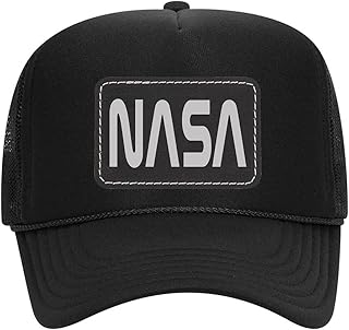 iZZYZX NASA Leatherette Mono Color High Crown Foam Trucker Hat - Black