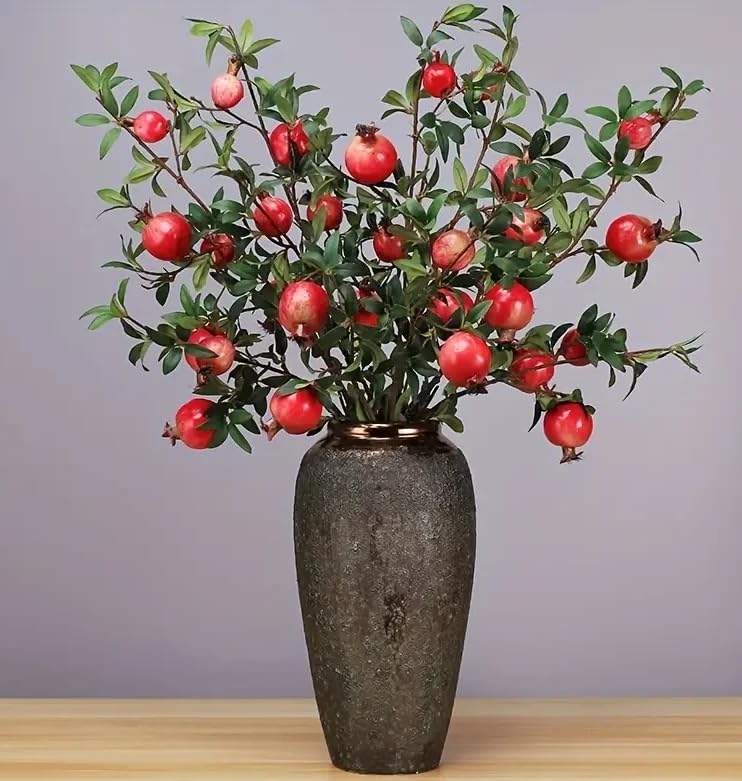 VRB Dec Plastic Tm Pack Of 3 Artificial Hibiscus Glabra Fake Plant Flowers For Home,Room,Office,Vases,Decoration Items Living Room (Without Pot, Artificial Pomegranate Plant),Plant(Green,Red)) (B0D3B44RJC) Amazon Price History, Amazon Price Tracker