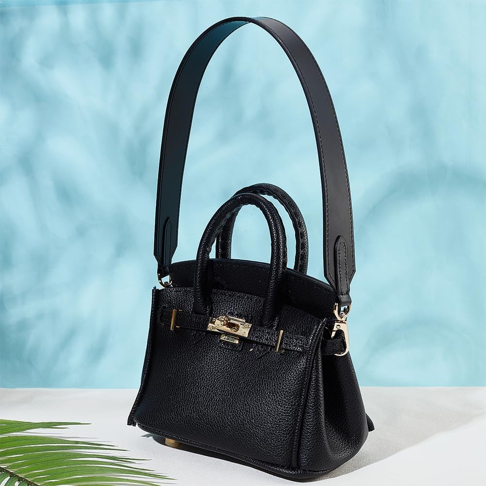 PH PandaHall 1.5 Inch Wide Leather Purse Straps, 25 Inch Bag Straps Replacement Purse Strap Handles Black Handbag Straps with Golden Swivel Clasps for DIY Shoulder Bags Wallet Hand Bags Making - Image 3