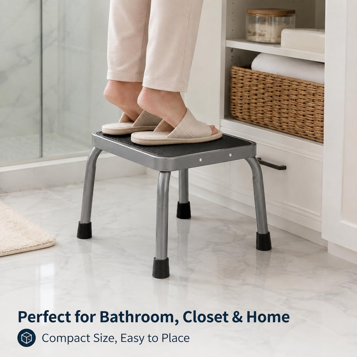 Sattiyrch Step Stool for Adults, Wide Non-Slip Metal Step Stool