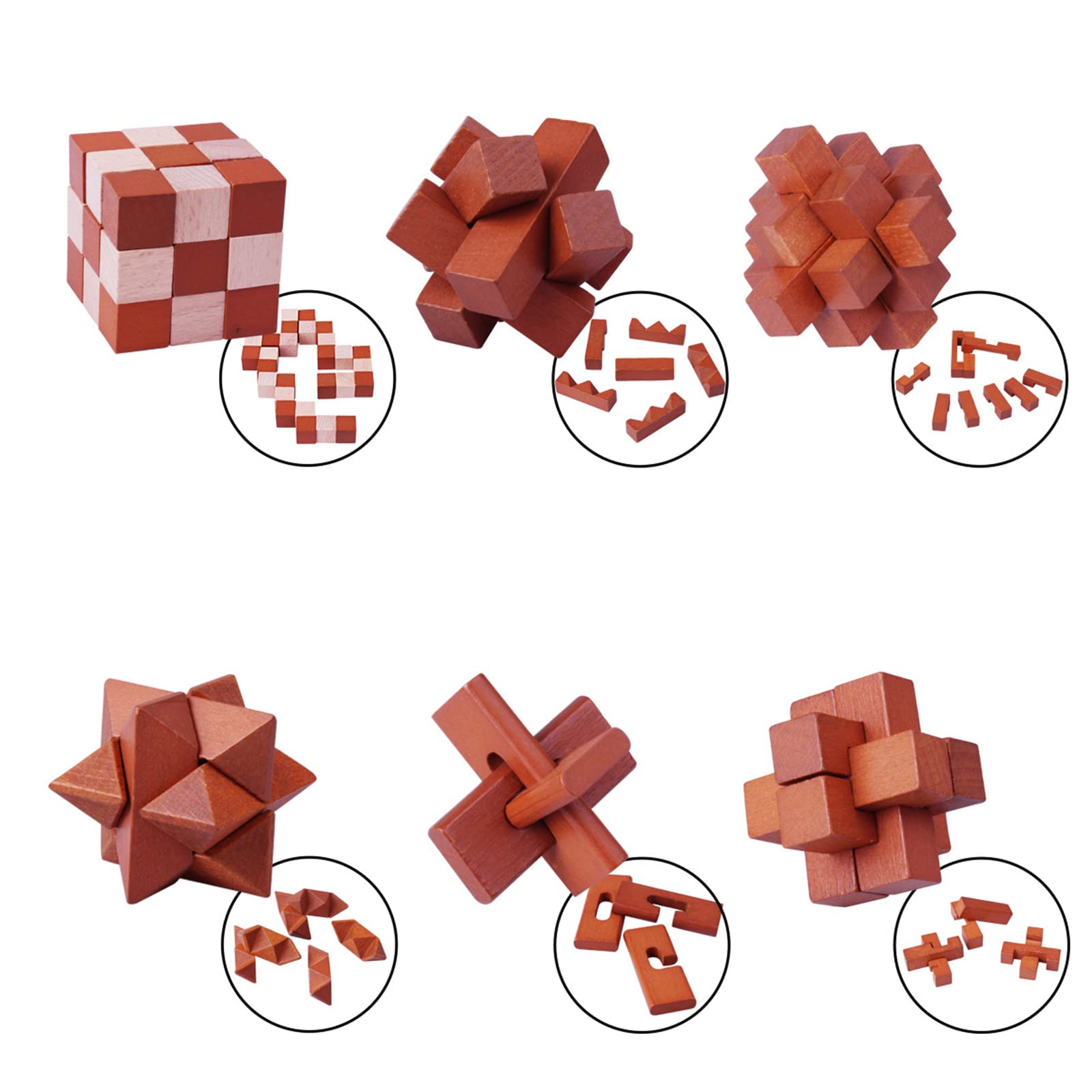 Rompecabezas 3D de Madera del Enigma Juego Puzle, IQ Juguete Educativo, Rompecabezas de lógica, Prueba de Inteligencia, Rompecabezas 3D entrelazados, para niños y Adultos