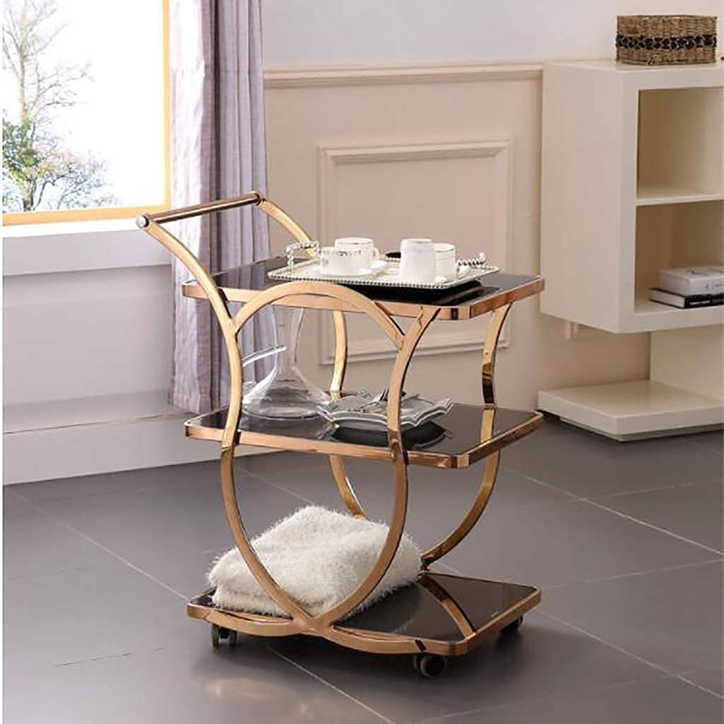 Amazon｜サービング トロリー ゴールド フレーム 68 X 45 X 84 cm 車輪