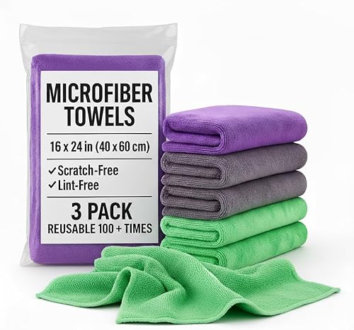 Miniatura 9 de Paks - Toallas de microfibra sin bordes para automóviles, toalla de microfibra de 16 x 24 pulgadas, toallas de microfibra extra absorbentes (toallas