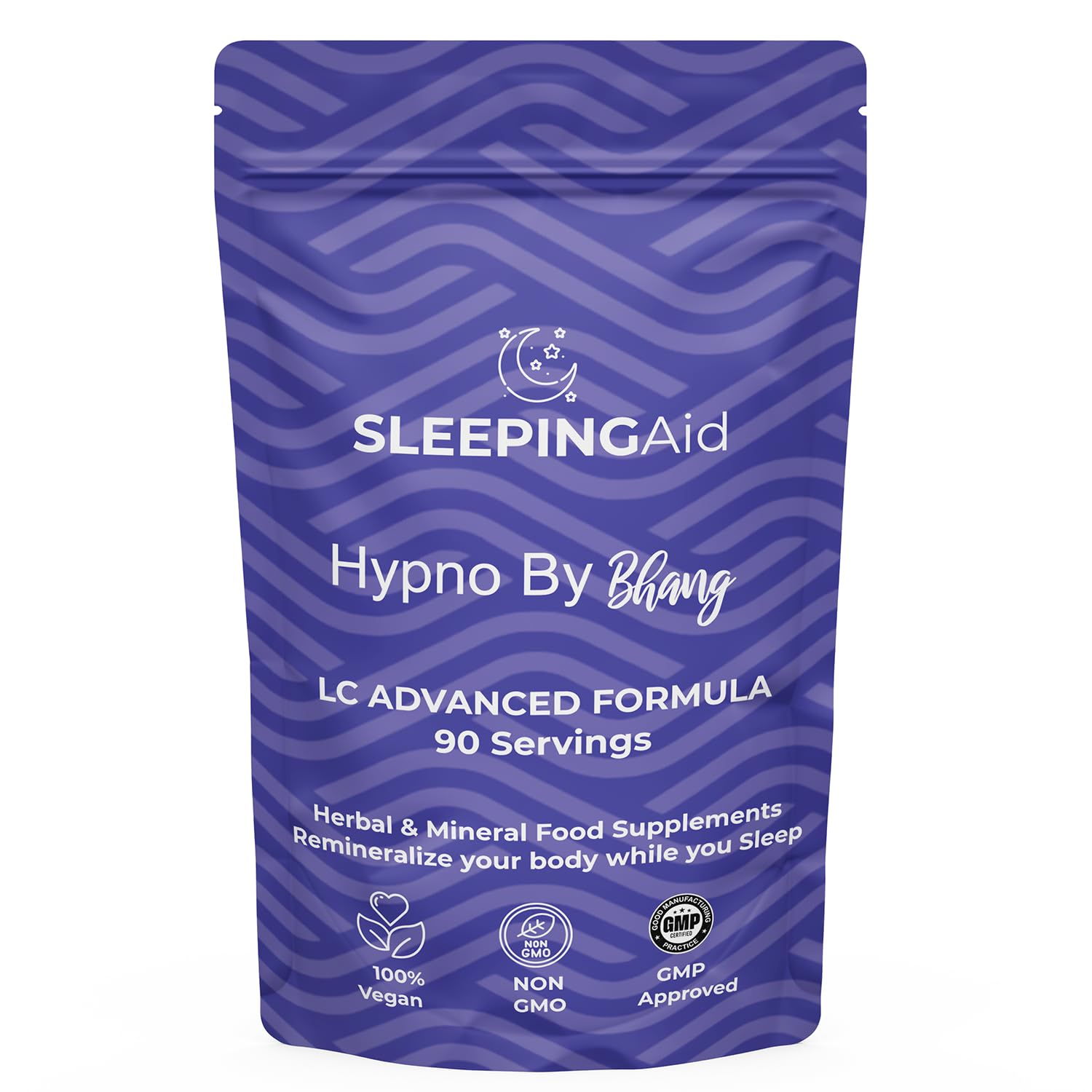 Hypno by Bhang Sleeping Tablets - Herbal Sleep Aid Supplement for Deep, Restful Sleep Supports Nights of Restful Sleep for Adults - Natural Sleep Support for Better Sleep Quality (1 Count 90 Tablets)