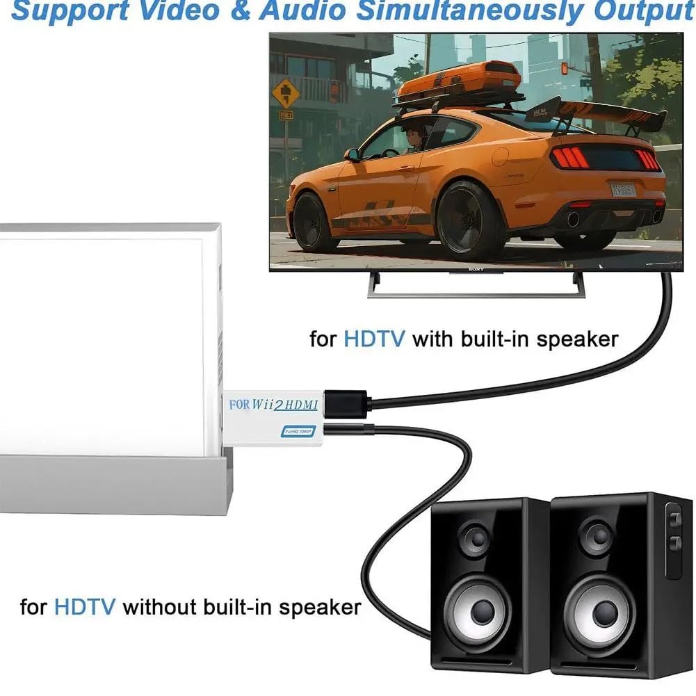Wii HDMI adapter Video Wii na HDMI złącze konwertera 1080P/720P wejście i wyjście wideo i audio 3,5 mm HD konwerter HDTV obsługuje wszystkie tryby wyświetlania NTSC 480i 480p PAL 576i 720p
