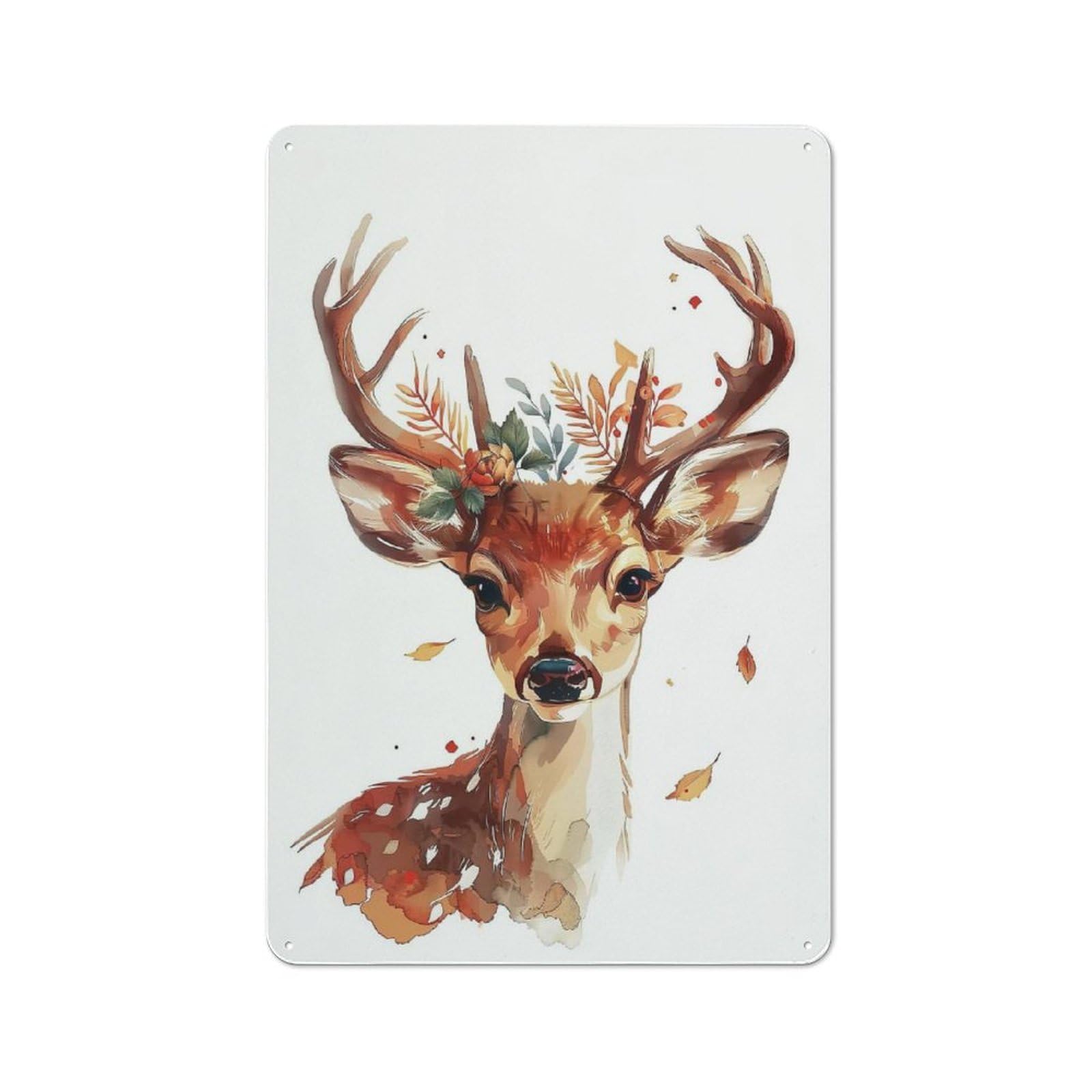 Junmoney Style-9 Reindeer Flower Rustic Metal Wall Sign 30X20cm For Workshop Wall, Suited To Makers And Diy Enthusiasts