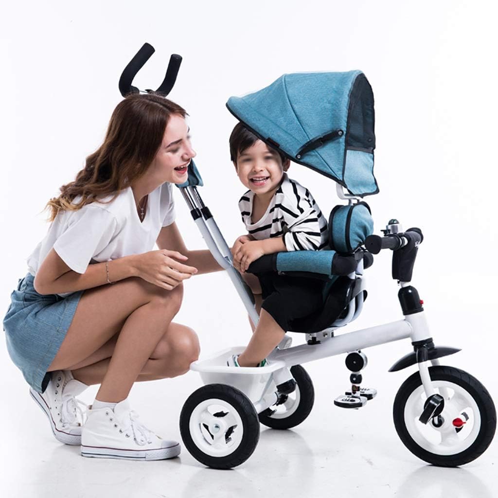 Tricycle Trike Kids Outdoor Tricycle, 1-6 Years Old Girls Boys 4 in 1 with Push Handle Tricycle, Kids' Sunshade Trike, 3 Colors (Color: Red)