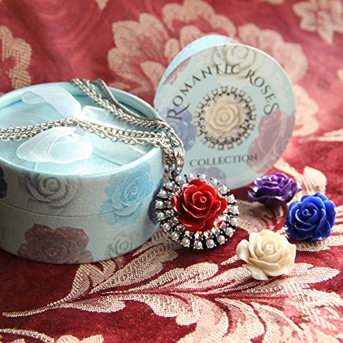Sweet Romance Set Of 4 Rose Flower Pendants, Necklace Boxed Gift Set For Women, Bridesmaids Gift #TOP2
